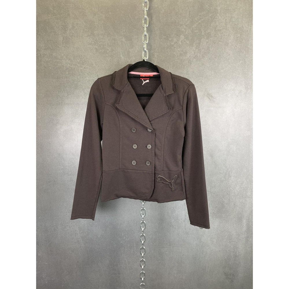 Y2K 2000s Puma Brown Fleece Blazer Jacket Size‎ Small